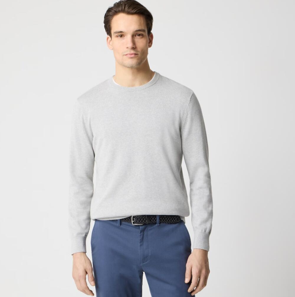J.Crew Cotton Crewneck Sweater-Tee S Heather Quarry Pullover Long Sleeve Stretch
